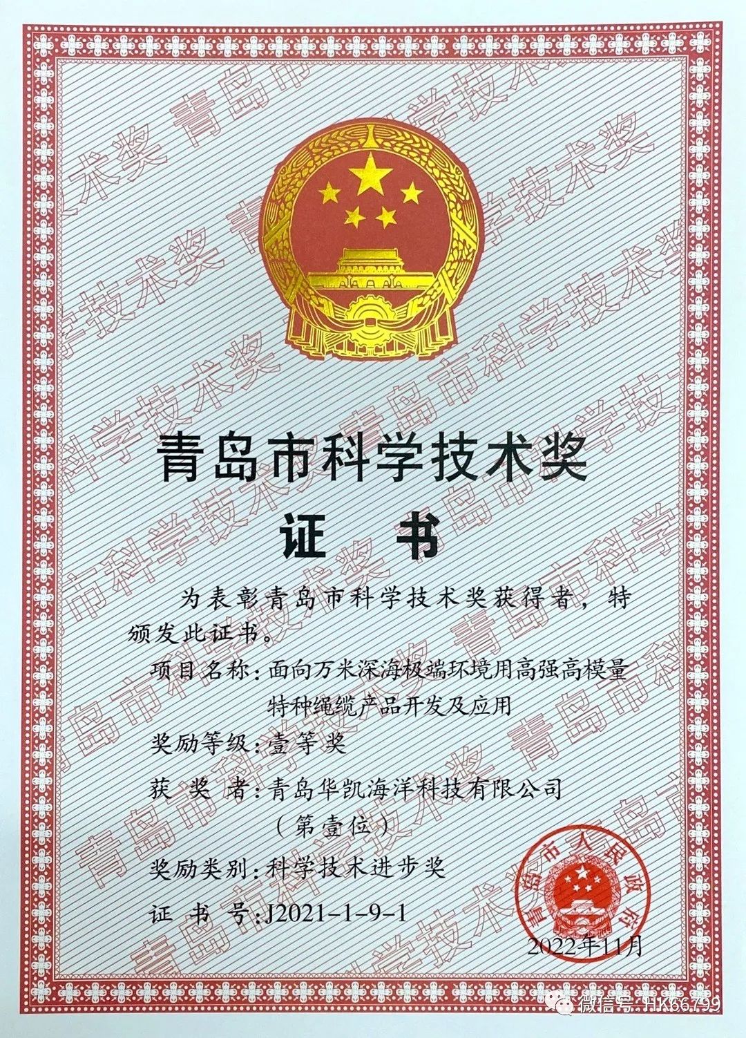 青島市科學(xué)技術(shù)進(jìn)步一等獎(jiǎng) 青島市科學(xué)技術(shù)進(jìn)步一等獎(jiǎng)